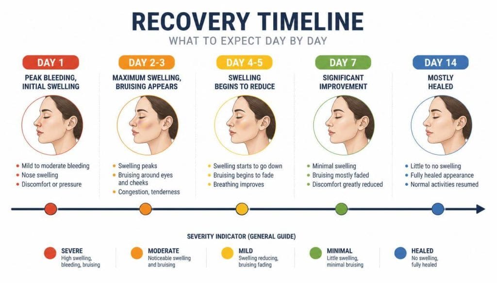 Swelling, Bruising, and Trismus Timeline