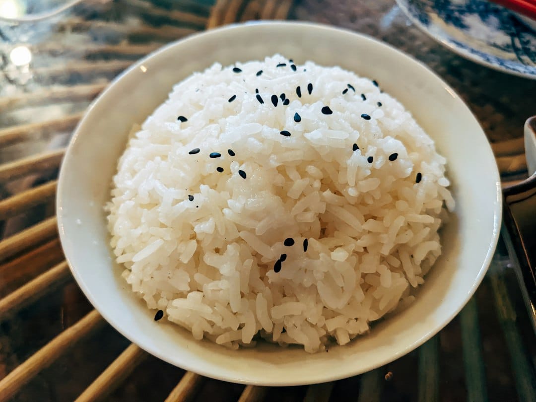 Soft white rice meal during wisdom teeth recovery